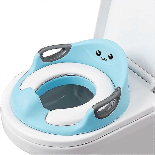 Children's Toilet Seat, Portable Baby Toilet Seat Booster Toilet Seat with Removable Cushion/Handle/Backrest for Boys and Girls, Ergonomic Non-Slip De