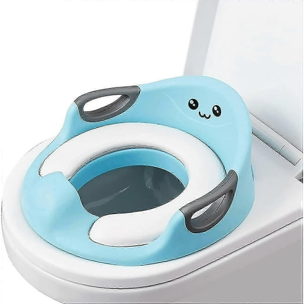 Children's Toilet Seat, Portable Baby Toilet Seat Booster Toilet Seat with Removable Cushion/Handle/Backrest for Boys and Girls, Ergonomic Non-Slip De