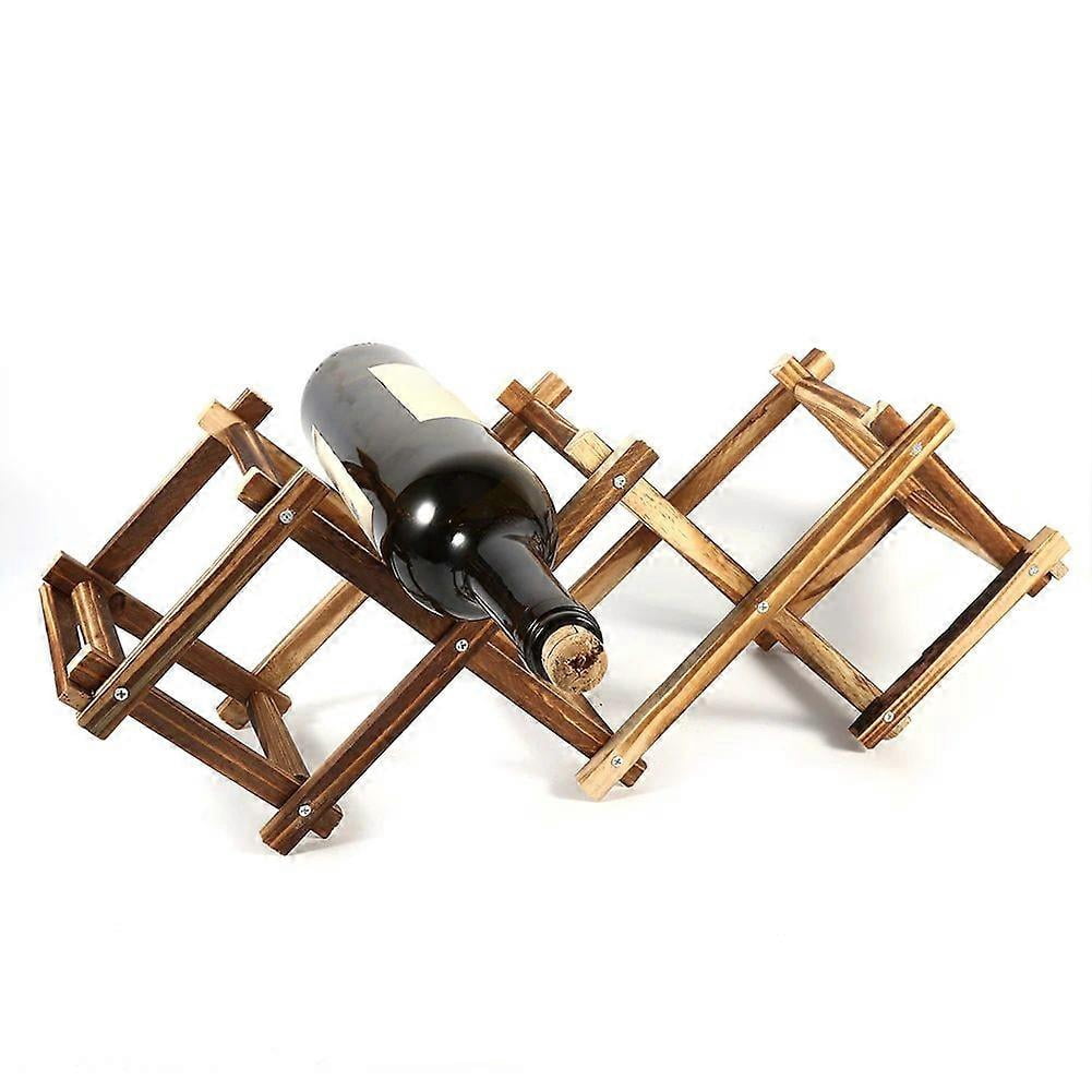 Foldable Wooden Wine Rack Countertop Bottle Holder for 5 Bottles ...