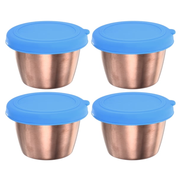 Contenedor de aderezo para ensaladas Uxcell de 4 piezas, 2.4oz, contenedores de cocina de acero inoxidable, azul