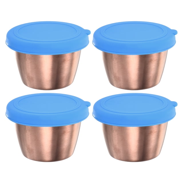 Contenedor de aderezo para ensaladas Uxcell de 4 piezas, 2.4oz, contenedores de cocina de acero inoxidable, azul