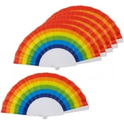 Rainbow Fans - Pack Of 6 - Rainbow Party Supplies - Ideal for Rainbow-Themed Parties and Lgbt Or Gay Pride Events, 9.25 X 1.25 X 0.75 inches