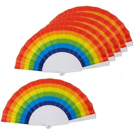 Rainbow Fans - Pack Of 6 - Rainbow Party Supplies - Ideal for Rainbow-Themed Parties and Lgbt Or Gay Pride Events, 9.25 X 1.25 X 0.75 inches