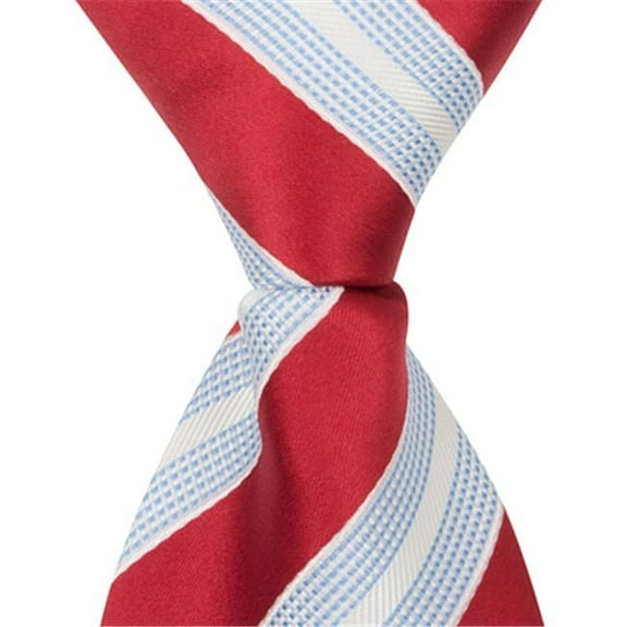 Matching Tie Guy 4577 X5 - 11 in. Zipper Necktie - Red With Blue & White Stripes- 24 Month to 4T