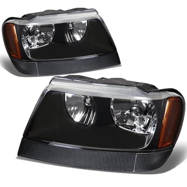 DNA Motoring HL-OH-JGC99-BK-AM Phares Ambres Noirs Remplacement Compatible avec 99-04 Jeep Grand Cherokee