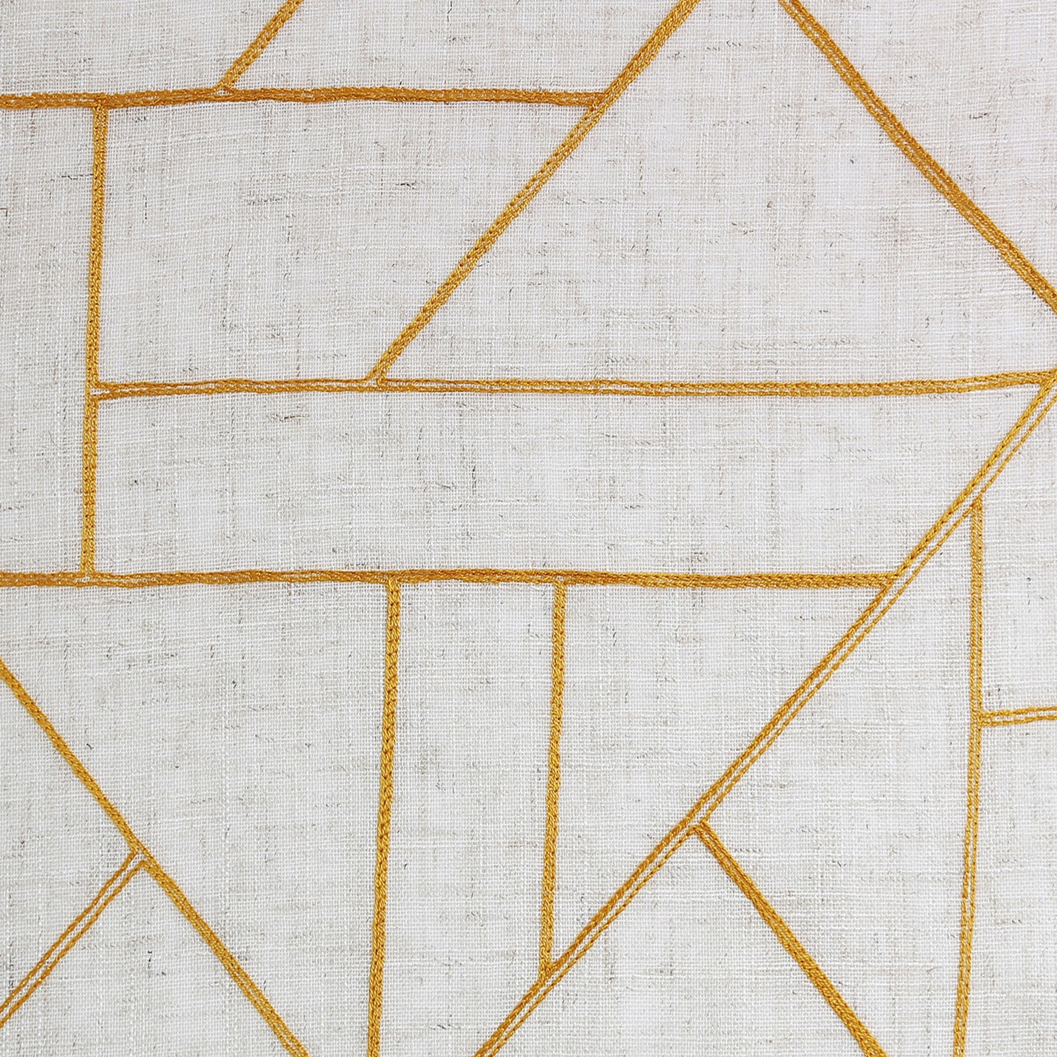 Archaeo Jigsaw Embroidery Linen Blend Curtain, 50"x95", Gold/Linen