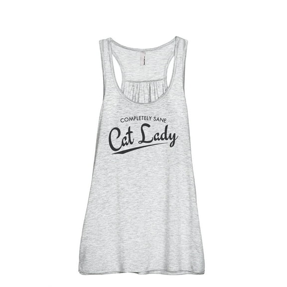 Completely Sane Cat Lady Women's Fashion Sleeveless Flowy Racerback Workout Yoga Tank Top Sport Grey Small