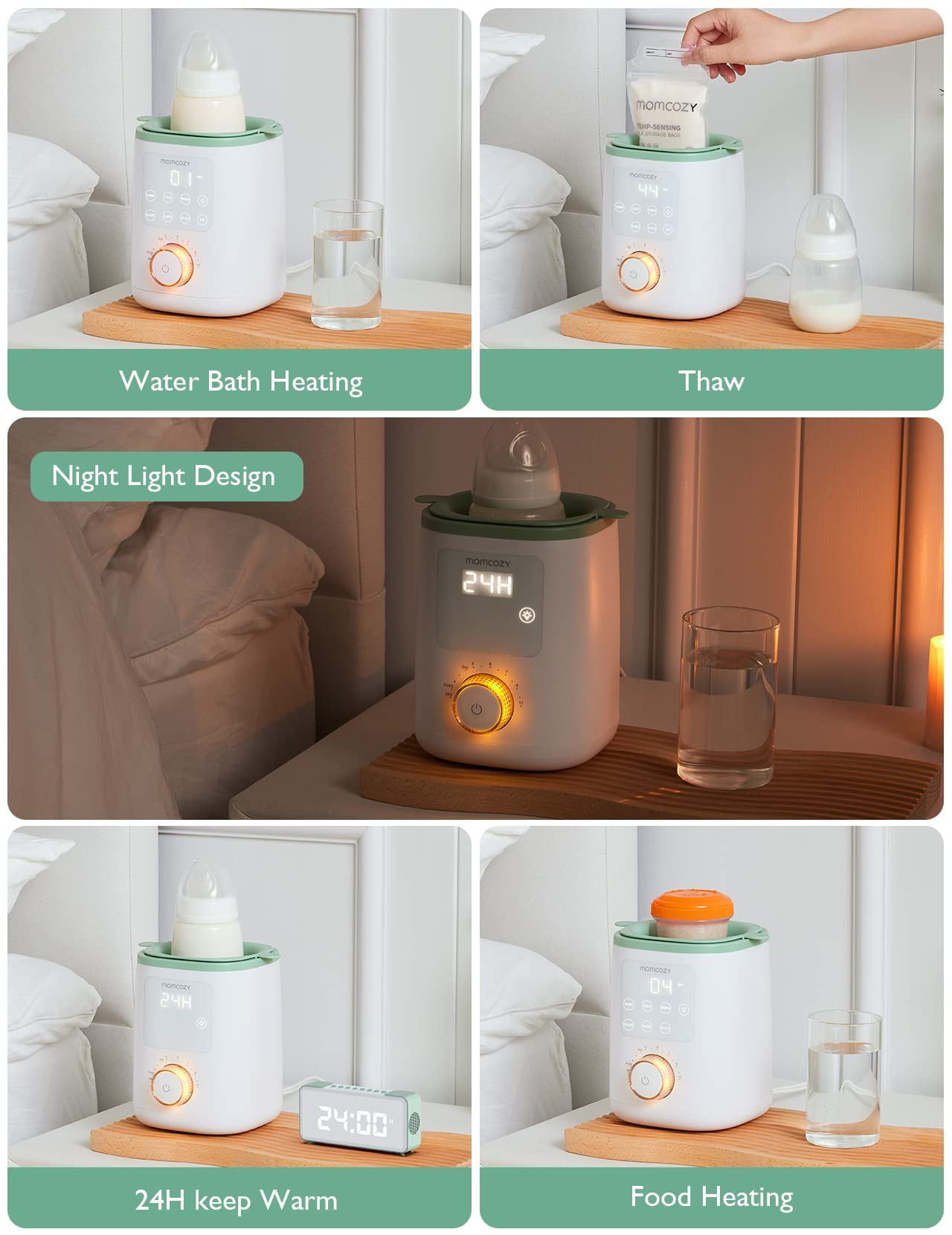 Momcozy Smart Baby Bottle Warmer, 6-in-1 Fast Baby Milk Warmer with  Countdown
