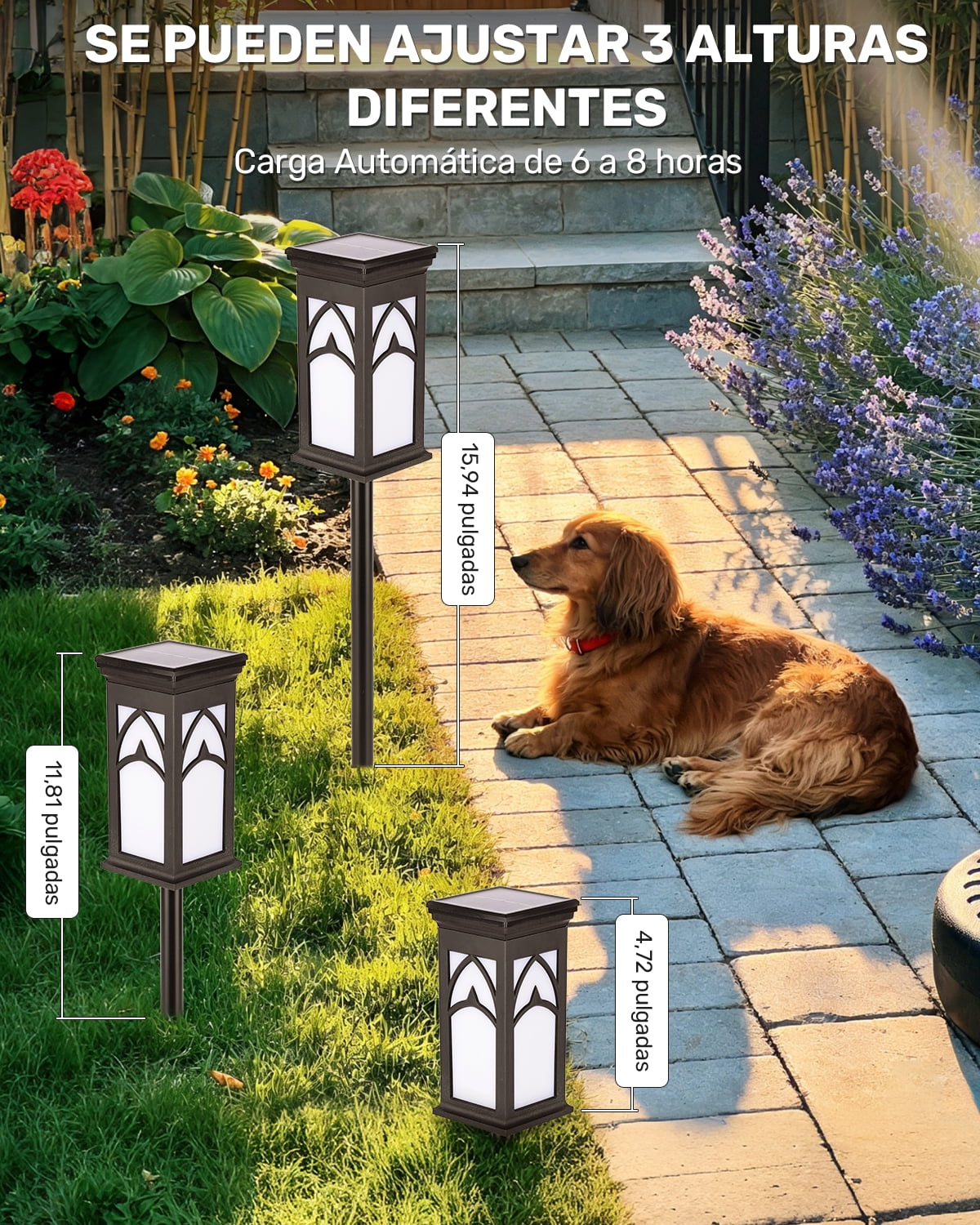 Solar Lights Outdoor, 6-Pack Solar Powered Garden Lights, IP65 Waterproof Solar Pathway Lights, Auto On/Off Outdoor Lights for Landscape, Path, Yard, Patio, Driveway, Walkway Decor