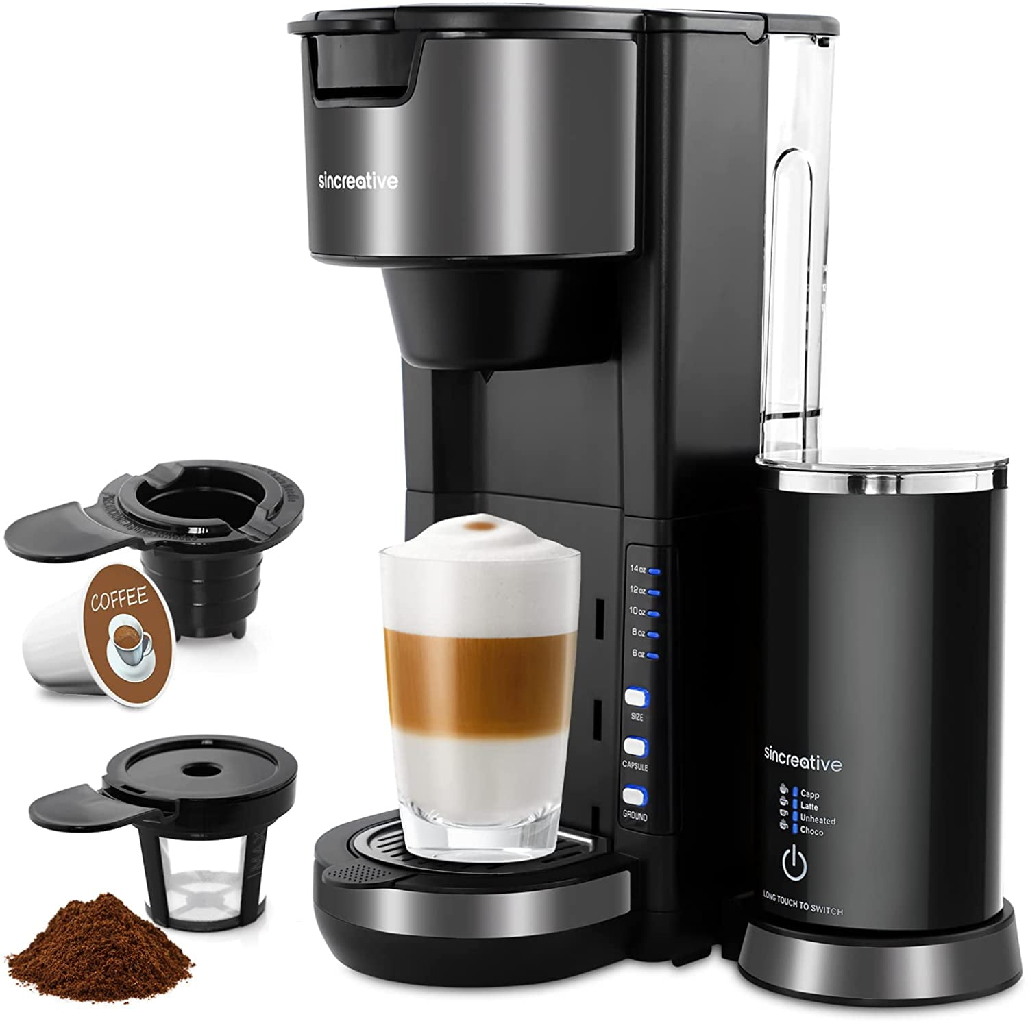 Coffee Maker with Milk Frother, 2 in 1 