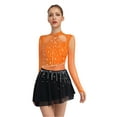 thumbnail image 1 of HULIJA Robe de Patinage Artistique pour Femmes Manches Longues en Mesh avec Strass Compétition de Danse Orange G, 1 of 5