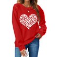 thumbnail image 1 of T-shirt de la Saint-Valentin pour Femmes 2024, Chandails à Col Rond, T-Shirts Décontractés avec Cœur, T-Shirts Graphiques Amples à Manches Longues, Chandails à Enfiler, Hauts Mode pour les Fêtes, T-Shirt, 1 of 4