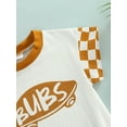thumbnail image 6 of Bagilaanoe 0-18M Casual Infant Girl Boy Playsuit BUBS Letter Print Plaid Tops Short Sleeve Patch Round Neck Summer Newborn Romper, 6 of 9