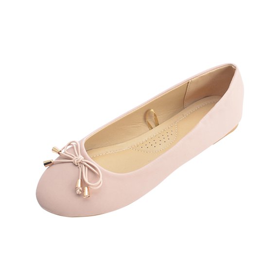 Lovskoo 2024 Women's Flats Sandals Fashion Ladies Round Toe Bow-Knot Leisure Comfortable Slip On Shoes Pink