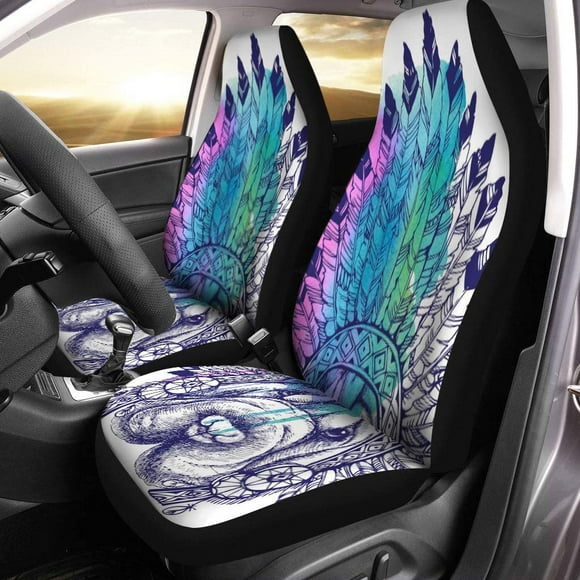 POGLIP Set of 2 Car Seat Covers Sharpei in Leader Dog Portrait Watercolor Universal Auto Front Seats Protector Fits for Car,SUV Sedan,Truck