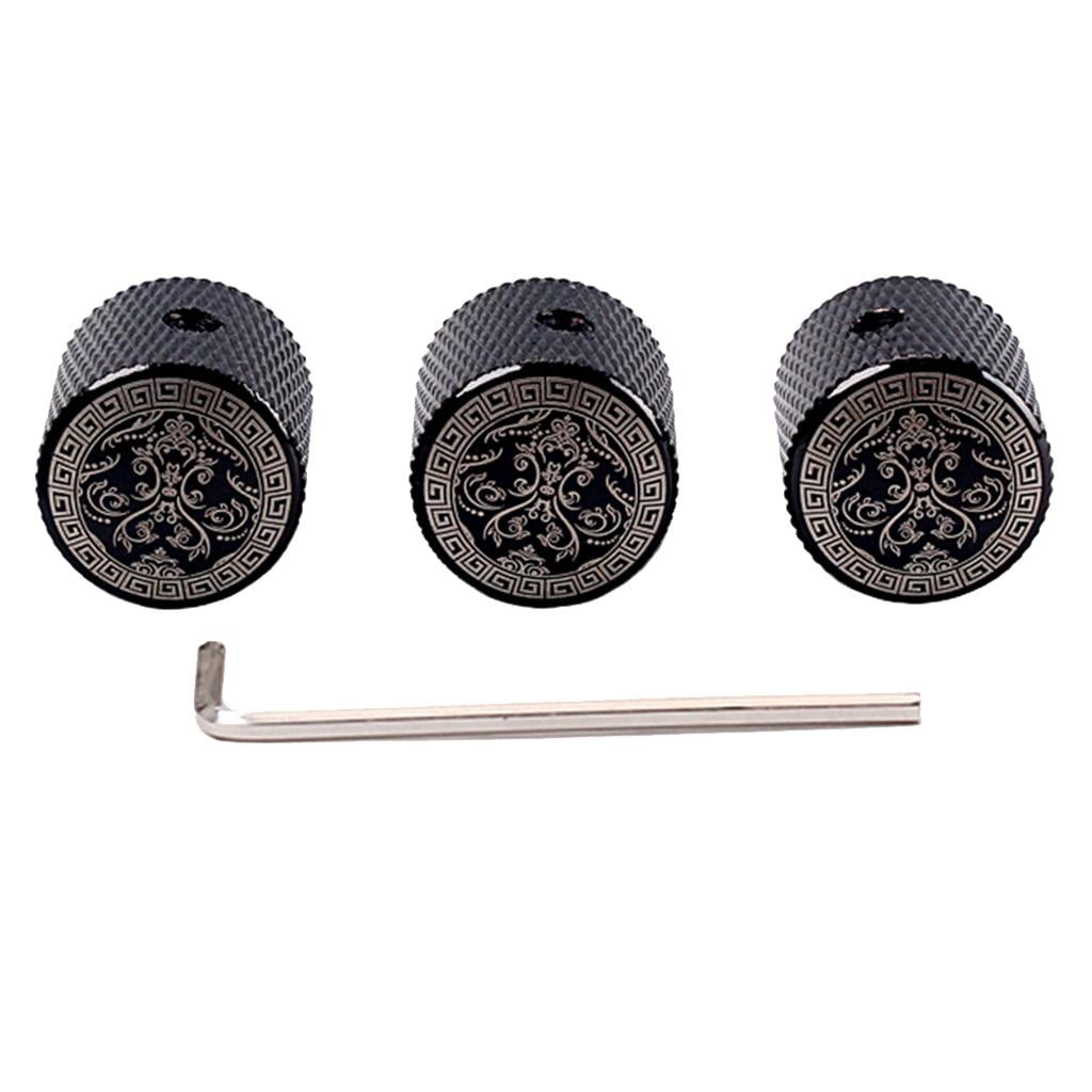 3Pcs Knobs for 6mm (0.24 inch) Dia. Shaft Pots - Volume and Buttons Replacement Parts for Electric Guitar