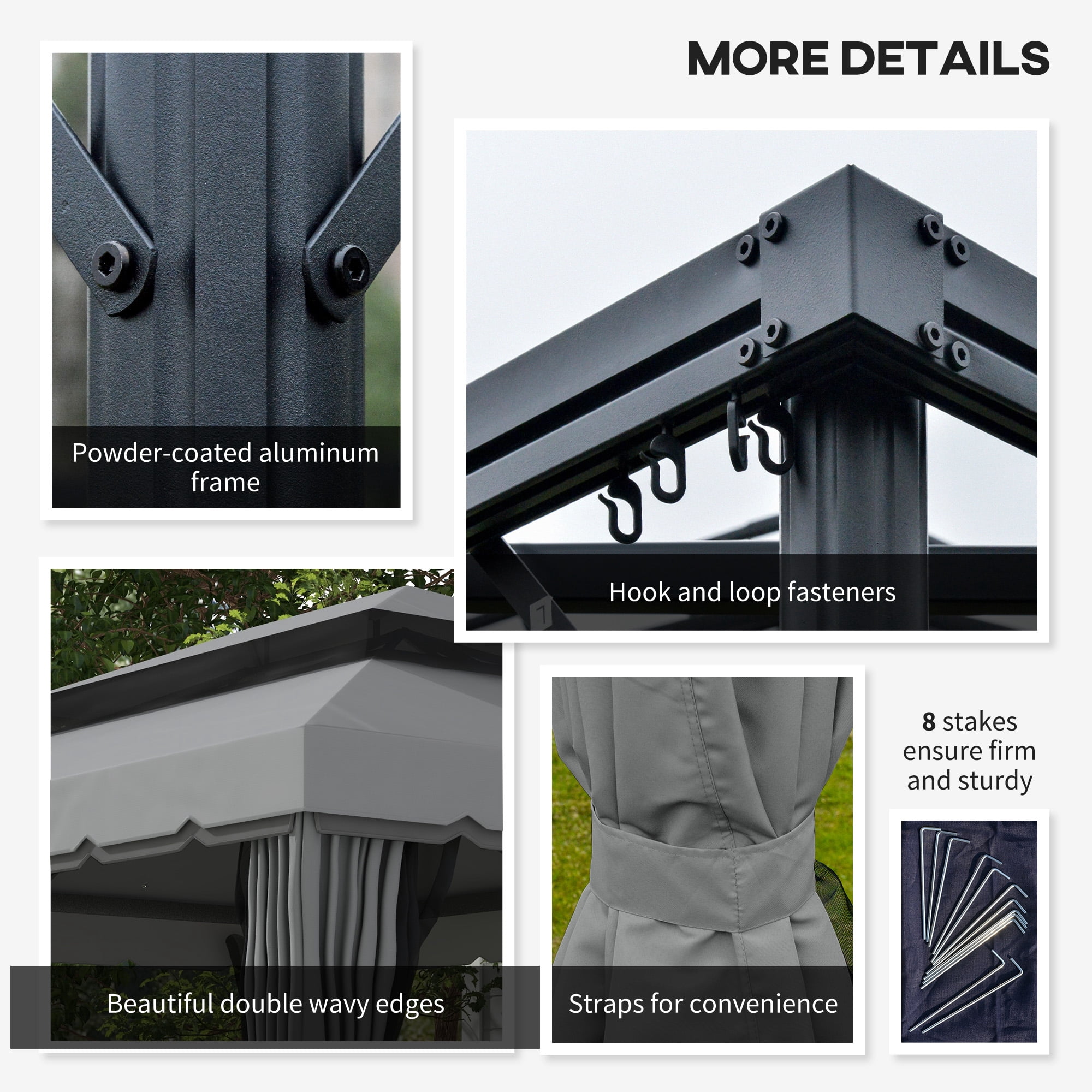 Outsunny 10' x 13' Patio Gazebo with Aluminum Frame for Outdoor, Gray