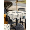 thumbnail image 5 of Outdoor Tablecloth with Umbrella Hole for Patio/Picnic/Party/Camping, Beige Cartoon Sports Waterproof Table Cloth Square Cover Washable, Funny Football Trophies Whistle (60"x 60"), 5 of 9