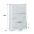 thumbnail image 3 of Costway 5 Drawer Dresser Functional Storage Organizer Closet White, 3 of 10