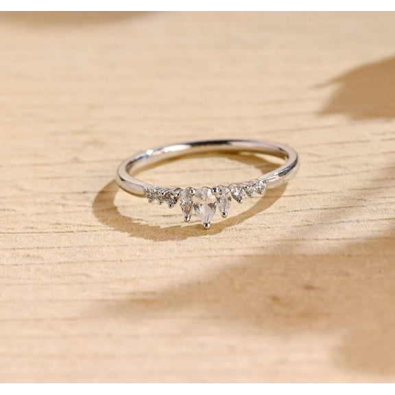 Jewelerix Attractive Pear Cut Ring 14K Plated White Gold Moissanite Diamond Engagement Ring 1.50 CT Anniversary Gift for Her