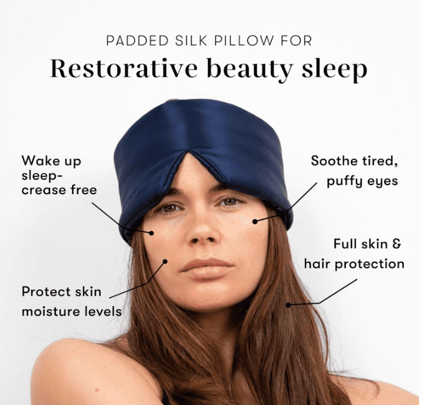Silk sleep facial mask - facial embrace, padded cocoon, luxury sleep in complete darkness -100% pure silk, moisture adjustable (midnight blue)