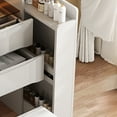 thumbnail image 3 of Coiffeuse 3-en-1 avec Miroir Rabattable, Lumières et Rangement, Table de Maquillage avec DEL Réglables, Plateau Coulissant Latéral et Tabouret, Meuble Gain de Place pour Chambre, Blanc, 3 of 14