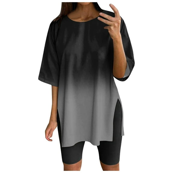 Women Sports Shirt Short Sleeve Loose with Slits Polyester Casual Daily Workout Wear
