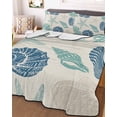thumbnail image 3 of Quilts Full Size Bedding Set, Blue Coastal Lightweight Quilted Comforter, Starfish Shell Coral Summer Beach Rustic Soft Reversible Bedspread Coverlet with Pillow Covers for All Season, 78" x 90", 3 of 7