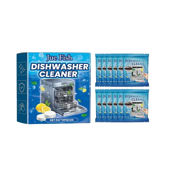 Dishwasher Tablets 12 Count, Dishwasher Cleaning Tablets Removes Limescale Build Up, Dishwasher Care Tabs Dishwasher Cleaner for Kitchen Tableware Care, Eco-Friendly