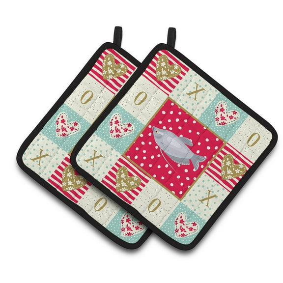 Carolines Treasures CK5489PTHD Moonlight Gourami Love Pair of Pot Holders, Red, 7.5HX7.5W, multicolor