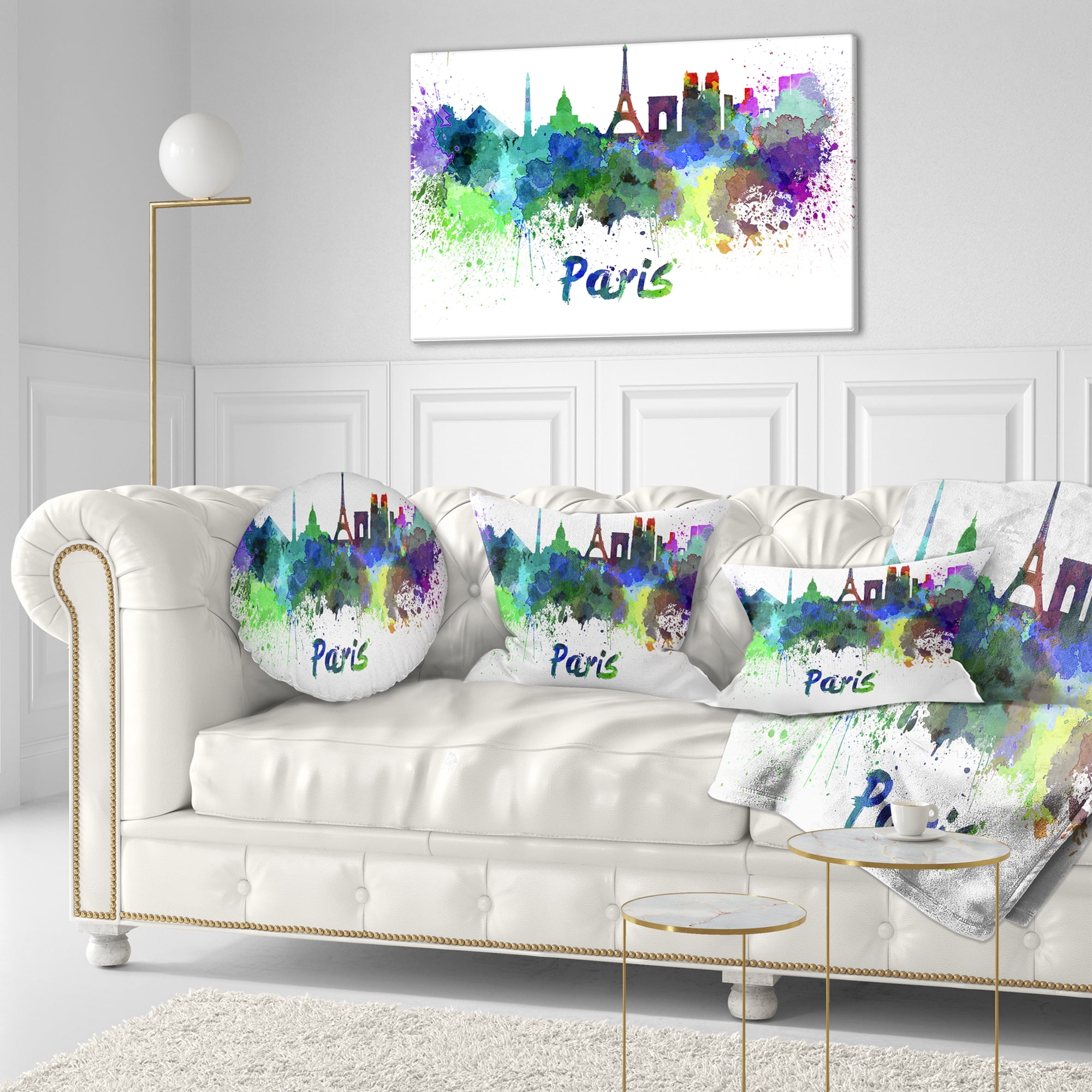 Designart Paris Skyline - Cityscape Throw Pillow - 12x20