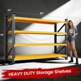 thumbnail image 3 of AUHUP 4-Tier Garage Storage Shelves 5000LBS Heavy Duty Metal Shelving 60" W Shelving Unit for Warehouse,Basement Industrial,Commercial Utility Rack Shelf, 70"H x 60"W x 24"D, Black&Yellow, 3 of 10