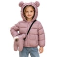 thumbnail image 6 of Aayomet Toddler Girl Winter Coat Ear-Trim Hooded Puffer Jacket Toddler Winter Coat with Bag (Pink,18-24 Months), 6 of 9
