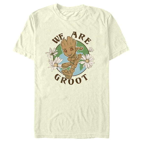 Men's Guardians of the Galaxy Earth Day We Are Groot Graphic Tee Beige Large