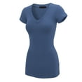 thumbnail image 2 of Made by Johnny Women's Basic Fitted Short Sleeve V-Neck T Shirt XXXL SKY_BLUE, 2 of 6