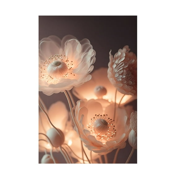 Canvas Wall Art - Treechild 'Glowing Flowers' Wall Art for Living Room, Bedroom, or Office D?cor by Trademark Fine Art - 12 x 19 Inches