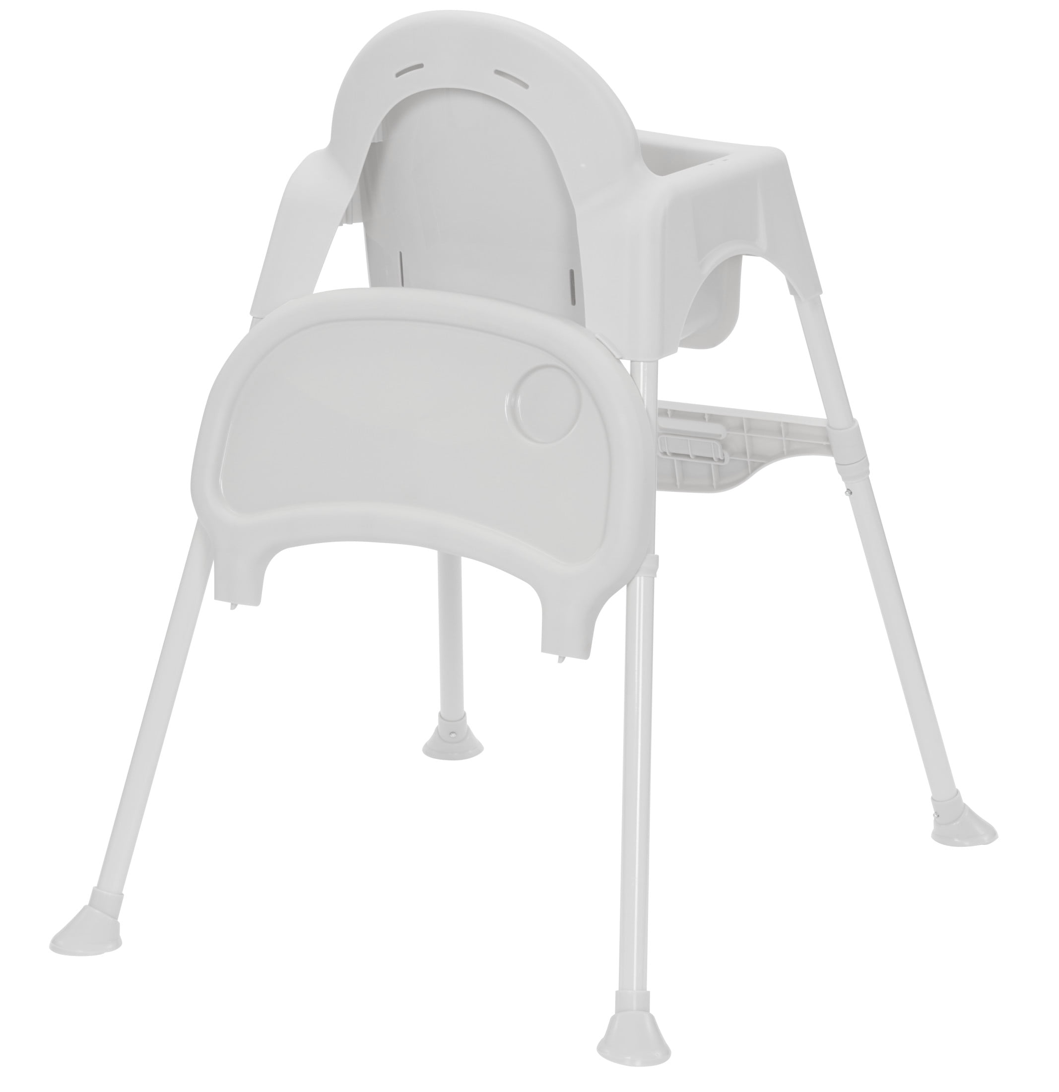 Babideal Lightweight Baby High Chair with Tray & Harness – White, Portable Easy-Clean Feeding Chair
