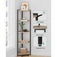 thumbnail image 3 of Corner Shelf Stand, Corner Bookshelf, Storage Standing Shelf Unit with Metal Frame, Plant Stand, Corner Bookcase for Living Room, Home Office, Bedroom, 5-Tier Greige, 3 of 17
