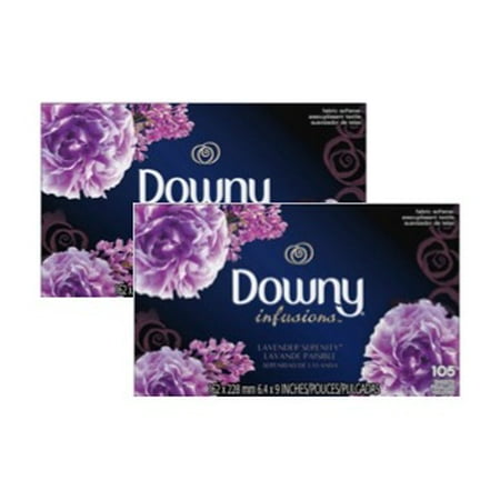 Serenity Lavender - (2 Pack) Downy Infusions Lavender Serenity Fabric Softener Dryer Sheets, 105 count