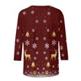 thumbnail image 6 of HOMBOM Christmas Shirts for Women Red Holiday Business 3/4 Sleeve Xmas Merry Christmas Crewneck Womens Tee Shirts, 6 of 6