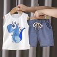 thumbnail image 2 of Mercatoo Boy 4 Month Clothes 𝐍ewborn Boys Summer Sleeveless Dinosaur Print Tops Stripe Shorts 2PCS Clothes Set Baby Boy Stuff, 2 of 8
