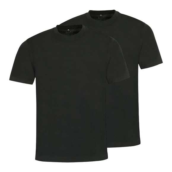 hajo Camiseta de hombre, pack de 2 - Básica, manga corta, cuello redondo, algodón, uni Negro 5XL (5X-Large)