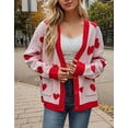 thumbnail image 3 of Valentine's Day Cardigans for Women Cute Heart Printed V-Neck Button Down Cardigan Sweaters with Pockets Shermie, 3 of 6