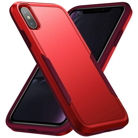 Designed for iPhone X,Xs Heavy Duty Case, Protection Shockproof Dropproof Dustproof Anti-Scratch Phone Case Cover for iPhone X,Xs, Red