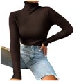 thumbnail image 2 of Pull Col Roulé pour Femmes Couleur Unie Pull Tricoté Manches Longues Col Roulé Beige Taille L(US 8), 2 of 8
