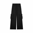 thumbnail image 2 of SELONE Petite Cargo Pants for Women Jeans Mid Rise with Pockets Denim Casual Pants Ankle Length Baggy Fashion Clothes Black XL, 2 of 3