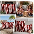 thumbnail image 5 of Red Striped Ombre Outdoor Waterproof Pillow Covers, Modern Red Moire Geometric Decorative Square Throw Pillowcase Sofa Cushion Sham for Patio/Couch/Chair, 18"x18" 2 Pack, 5 of 8