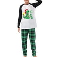 thumbnail image 2 of ELF Christmas Family Pajamas Matching Set Dinosaur Print Long Sleeve Tops and Elastic Plaid Pants Loungewear Soft Sleepwear, 2 of 8