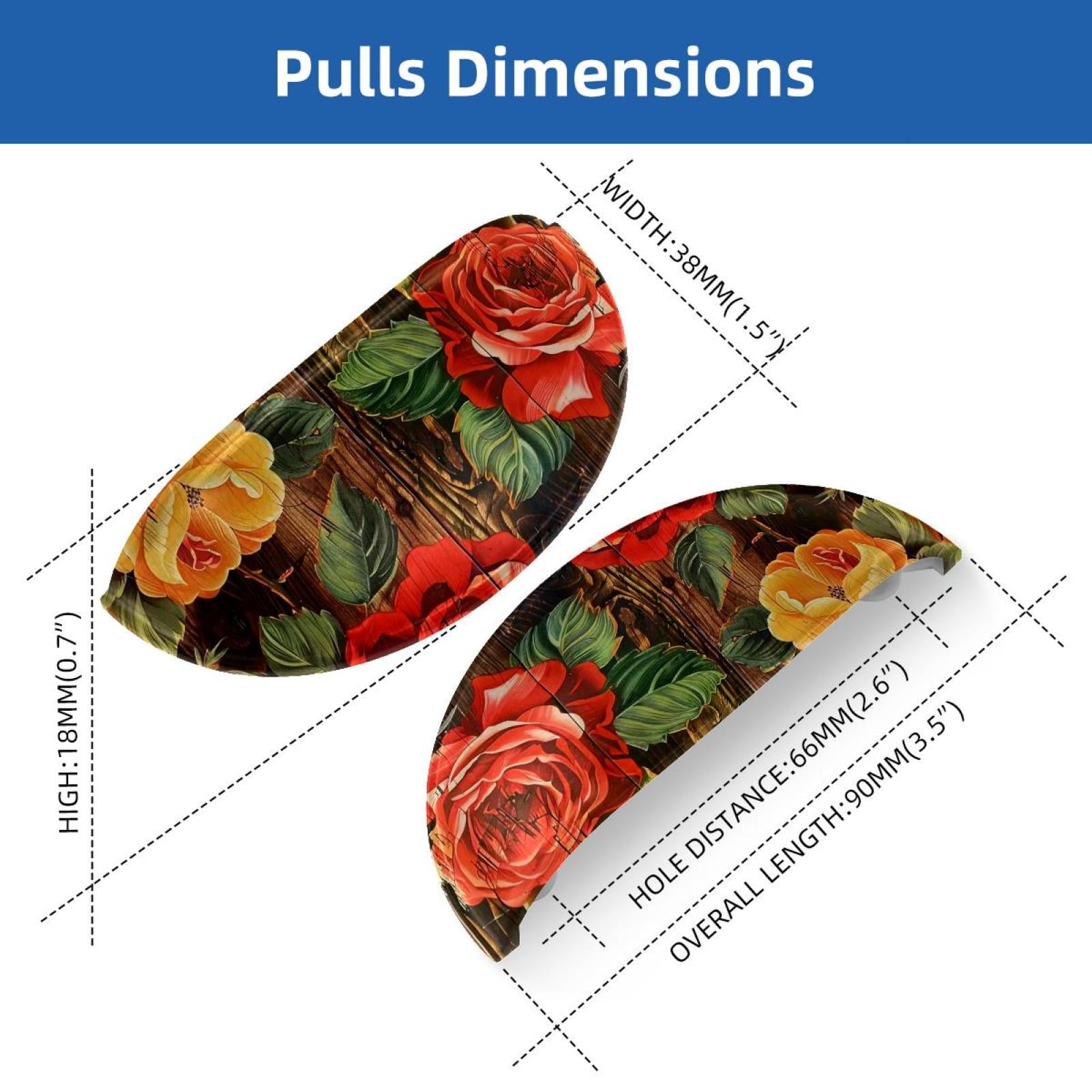 PhooArto 6 Pcs Cup Drawer Pulls, Rose Floral Wooden Shell Shape Handles Cabinet Knobs for Dresser Cupboard Closet Wardrobe with Screws