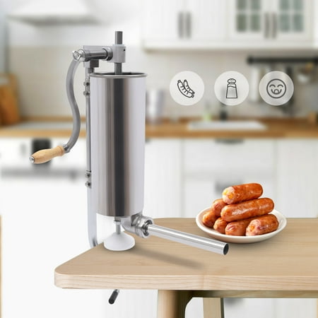 

6LBS/3L Sausage Stuffer Vertical Sausage Maker Fill Machine with 4 Tubes Commercial and Household Use Stainless Steel
